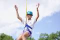 zipline, volunteer, arms up, happy, ropes, Summer, June 22, 2022