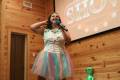 ***Faith Mitchell, microphone, singing, pretty dress, Talent Show, Summer, August 4, 2022